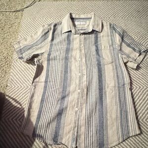 Original Paperbacks Beige and Blue Striped Shirt
